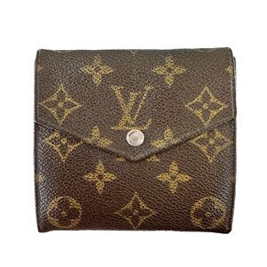 Louis Vuitton Vintage Compact Elise Brown Monogram Envelope Flap Bifold Wallet